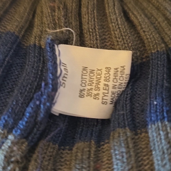 Poof, Ribbed Knit Bodycon Tunic Top, EUC, Navy & Olive, Women's S - Picture 10 of 11